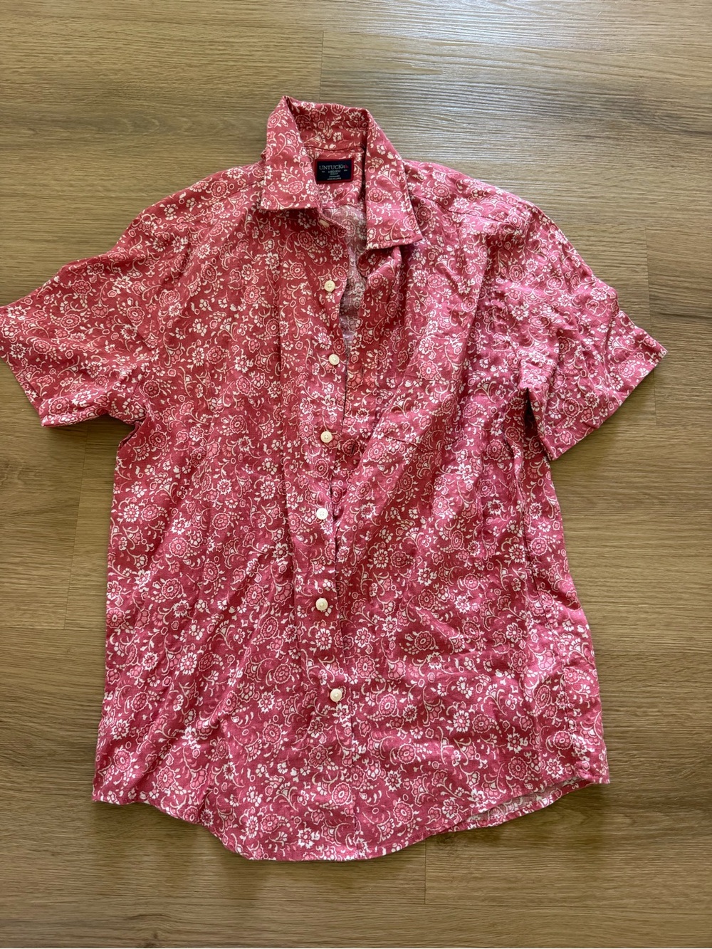UNTUCKit Red Short-Sleeve Floral Button-Down Shirt